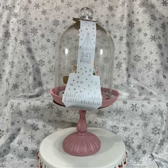 34th & Pine Pastel Christmas Stacked Snowy Gingerbread House Glass Top Cloche - Picture 5 of 12